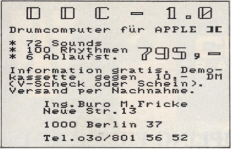 DDC-1.0 - Drumcomputer f. Apple II