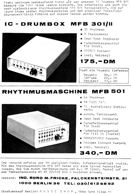 RHYTHMUSMASCHINE MFB-501