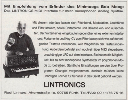 Mit Empfehlung vom Erfinder des Minimoog Bob Moog ...