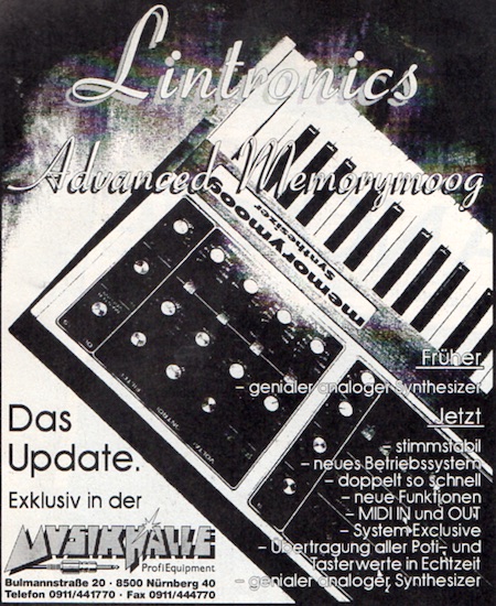 Lintronics Advanced Memorymoog - Das Update.