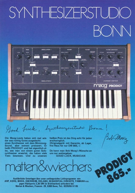 Good Luck, Synthesizerstudio Bonn! Bob Moog
