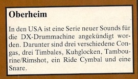 Oberheim DX - Neue Sounds