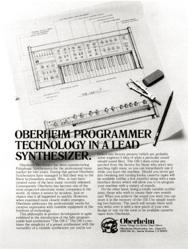 OBERHEIM PROGRAMMER TECHNOLOGY IN A LEAD SYNTHESIZER