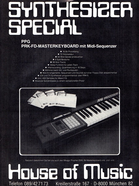 Synthesizer Special - PPG PRK-FD-Masterkeyboard mit Midi-Sequenzer