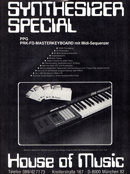 Synthesizer Special - PPG PRK-FD-Masterkeyboard mit Midi-Sequenzer Synthesizer Special - PPG PRK-FD-Masterkeyboard mit Midi-Sequenzer