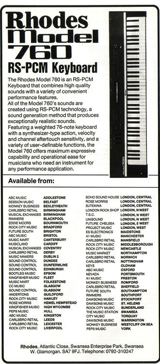Rhodes Model 760 RS-PCM Keyboard