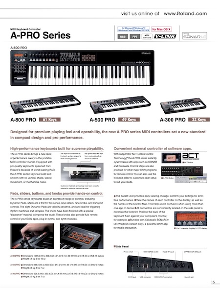 Designed for premium playing feel and operability, the new A-PRO series MIDI controllers set a new standard in compact design and pro performance.