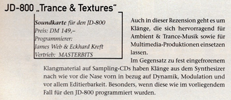 JD-800 Soundkarte „Trance & Textures”