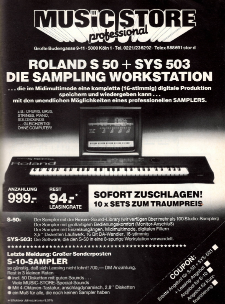 Roland S50 + SYS 503 - Die Sampling Workstation