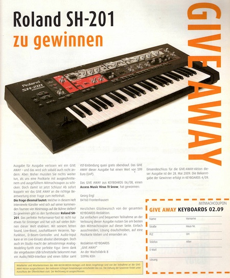 Roland SH-201 zu gewinnen