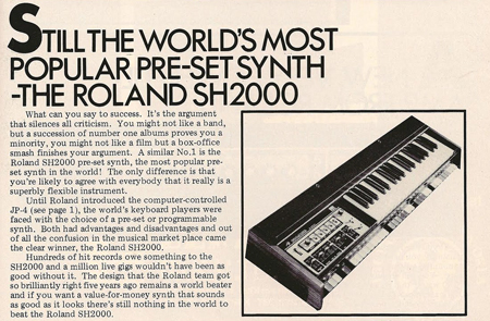 Still the World's most popular Pre-set Synth - The Roland SH2000