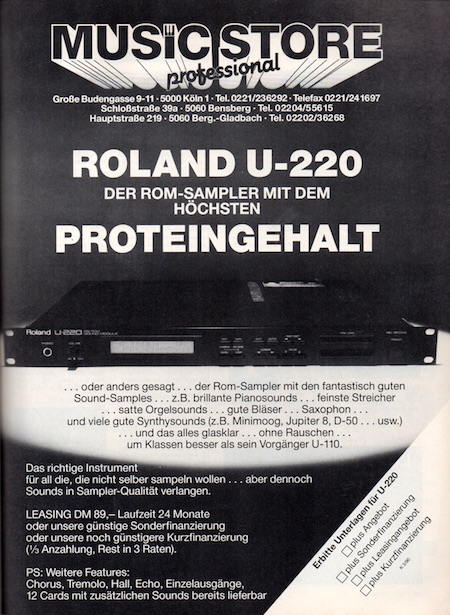 ROLAND U-220 - Der ROM-Sampler mit dem höchsten PROTEINGEHALT