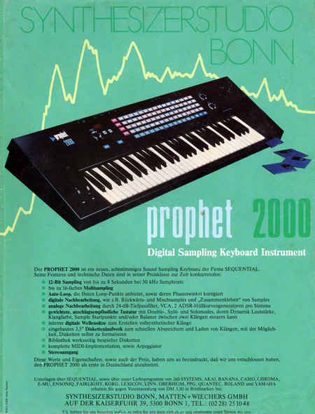 prophet 2000 Digital Sampling Keyboard Instrument