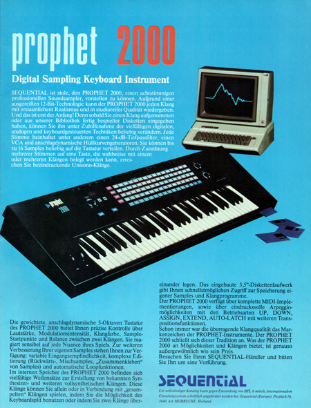 prophet 2000 Digital Sampling Keyboard Instrument