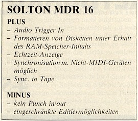 SOLTON: MDR-16: Bewertung