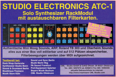 Studio Electronics ATC-1 - Solo Synthesizer RackModul mit austauschbaren Filterkarten.