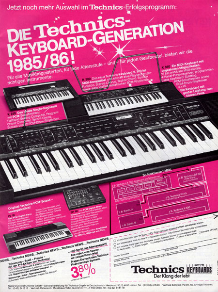 Die Technics-Keyboard-Generation 1985/1986!