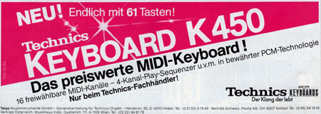 Neu! Endlich mit 61 Tasten! - Technics Keyboard K450 - Das preiswerte MIDI-KEYBOARD!