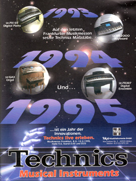 1993 Auf der letzten Frankfurter Musikmesse setzte Technics Maßstäbe. 1994 Und ... 1995 ... ist ein Jahr der Innovationen. Technics live erleben.