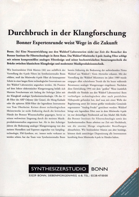 Durchbruch in der Klangforschung Durchbruch in der Klangforschung