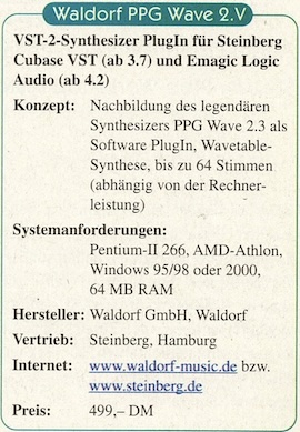 WALDORF: PPG Wave 2.V: Profil
