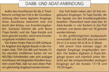 DA88- und ADAT-Anbindung