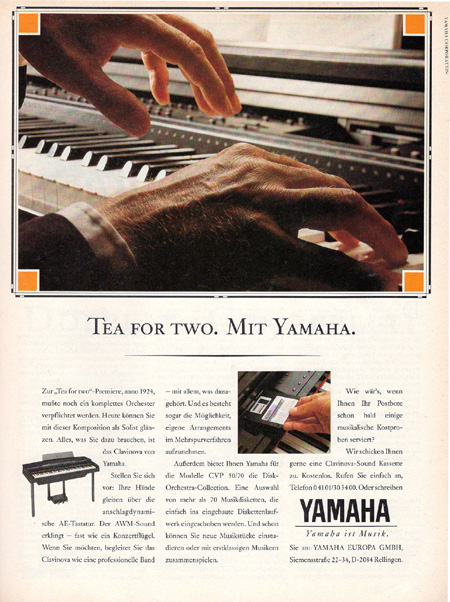 Tea for Two. Mit Yamaha. Tea for Two. Mit Yamaha.