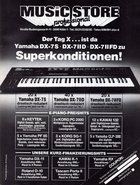 Der Tag X ... ist da Yamaha DX-7S • DX+7IID • DX-7IIFD zu Superkonditionen!