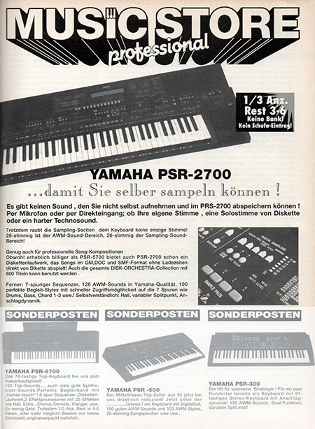 YAMAHA PSR-2700 … damit Sie selber sampeln können ! YAMAHA PSR-2700 … damit Sie selber sampeln können !