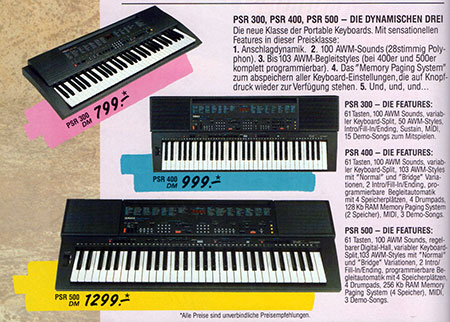 PSR-300, PSR-400, PSR-500 - Die dynamischen Drei