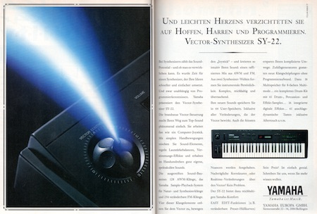 Und leichten Herzens verzichten Sie auf Hoffen, Harren und Programmieren. Vector Synthesizer SY-22.