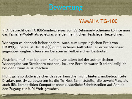 Bewertung: YAMAHA: TG100 Bewertung: YAMAHA: TG100