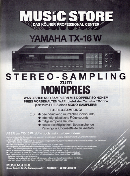 YAMAHA TX-16W - STEREO-SAMPLING zum MONOPREIS