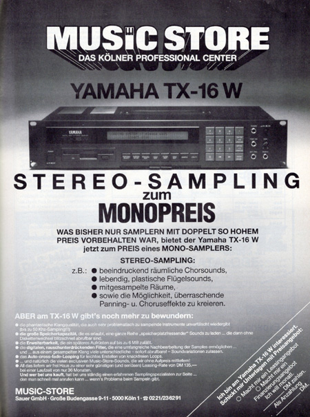 YAMAHA TX-16W - STEREO-SAMPLING zum MONOPREIS YAMAHA TX-16W - STEREO-SAMPLING zum MONOPREIS
