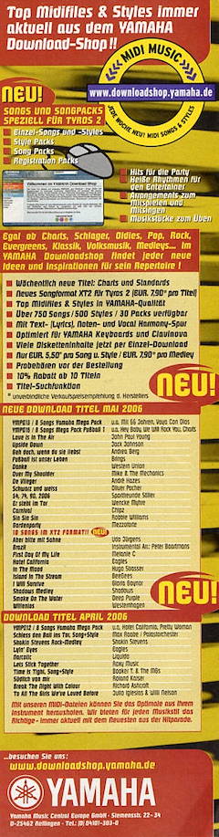 Top Midifiles & Styles immer aktuell aus dem Yamaha Download-Shop