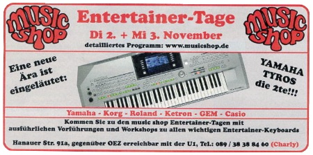 Entertainer-Tage - Eine neue Ära ist eingeleitet - Yamaha Tyros die 2te!!!